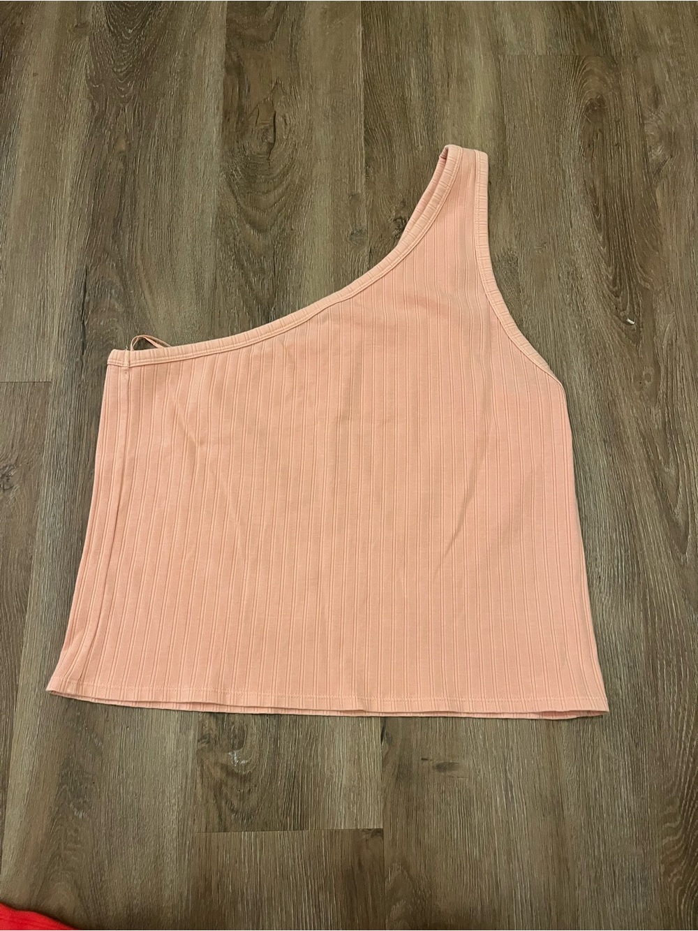 American Eagle Outfitters Ribbed One-Shoulder Tank Top - Peachy Pink